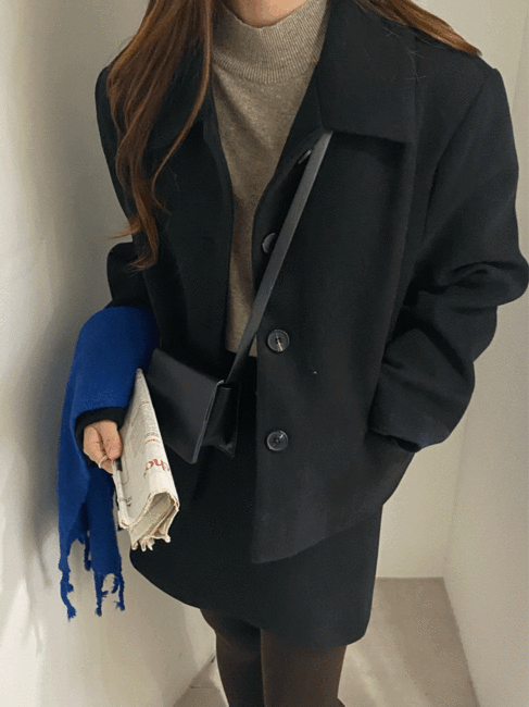 숏 하프 여자 여성 코트 포켓 겨울 3col