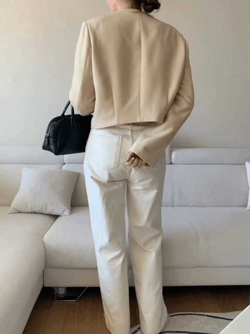 Cream wide cotton pants, 크림 세미 와이드 코튼팬츠