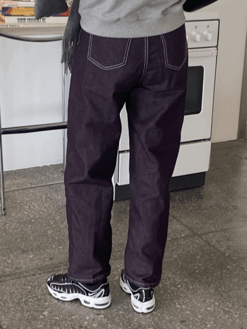 Deep Purple wide semi pants, 와이드 세미 스티치 팬츠 딥퍼플