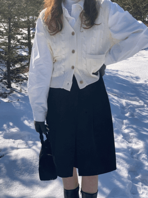 Meer point skirt, 겨울 오부 스커트 포켓 뒷밴딩