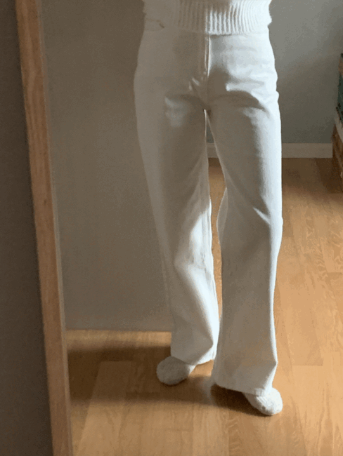 aFen white pants, 도톰한 기모 세미와이드 코튼팬츠 화이트