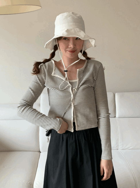 stripe knitwear cardigan set, 스트라이프 투웨이 니트 나시 가디건세트 3col