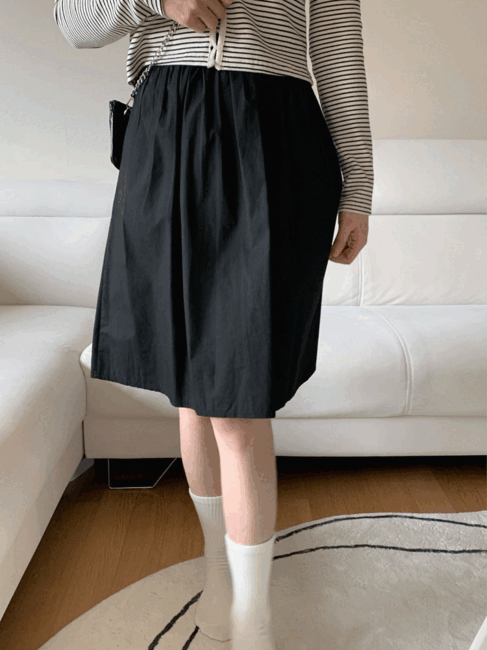 middle flared skirt, 미들 밴딩 플레어 스커트 3col